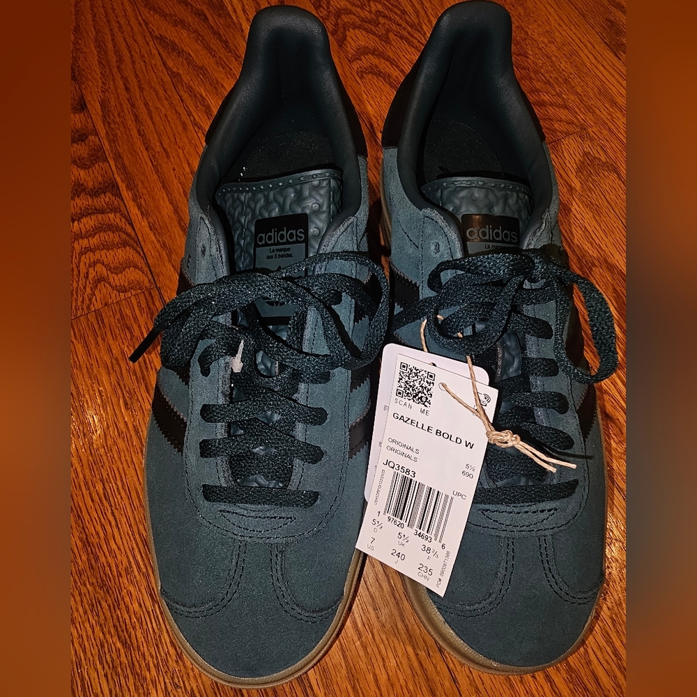 Adidas Gazelle Bold Stripe Platform Women's Sneakers - Dark Green